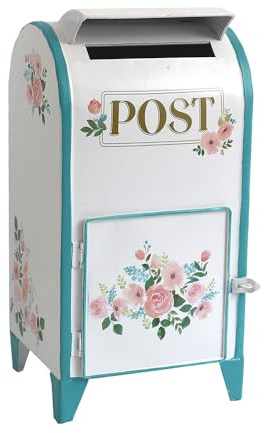 Z² BellaDecor Hochzeit Briefkasten Retro Briefkasten Vintage Postkasten Landhausstil Metall Post Box Antik Stil Nostalgischer Garten Outdoor Deko (Weiß A)