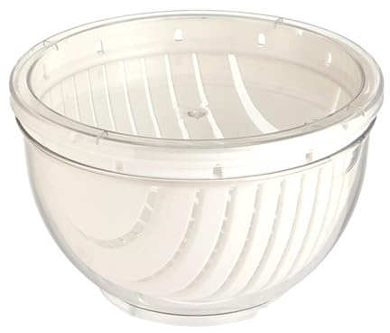 Cooking Salad Chopper - 19.5x9.5x12cm Storage Bowl, Integrated Cutter Lid, Fruit Washer Pump | Vegetable Slicer Tool, Kitchen Dryer Bowl, for Home Healthy Meal Preparation Daily Nutrition Routine