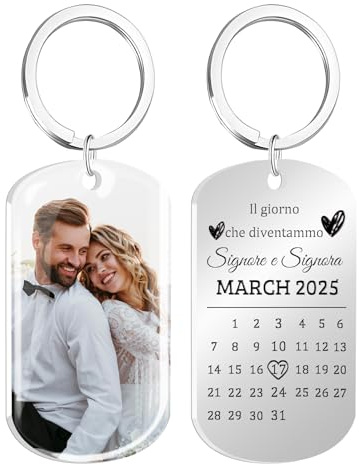 HOBULL Schlüsselanhänger Personalisiert Foto Datum, Personalisierte Geschenke für Männer Frauen - Perfekt Valentinstag Geburtstag Jahrestag Geschenk für ihn & sie