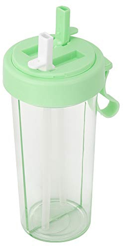 Hidyliu Gobelet à Boisson Portable avec Deux Pailles et Poignée en Silicone pour une Utilisation en Extérieur – Bouteille D'eau capacité de 600 Ml – Élégant et Fonctionnel (Verte)