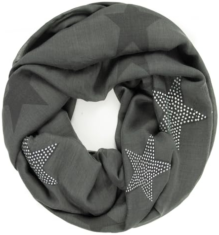 Gloop Loop Schal mit Sternenmuster, Damen leichter Langschal Mehrfarbig | Damen Leichter Langschal, Schlauchschal, Loopschal Tuch für Frühling und Herbst in vielen Farben