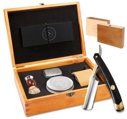 Naked Armor King Arthur Straight Razor Kit, Gold Japanese Stainless Steel