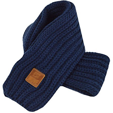LA HAUTE Kinder Schal Herbst Winter Wolle Strickschal Warm Solid Color Halstücher Kragen Halswärmer, marineblau, One size
