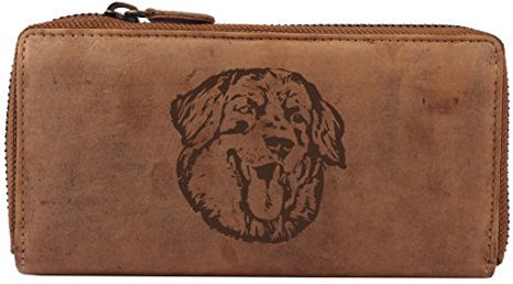 Greenburry Damenbörse Portemonnaie Leder Portmonee mit Hund Motiv Hovawart