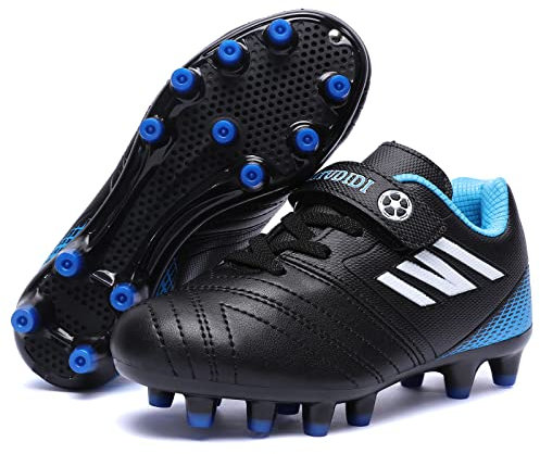 Niño Zapatillas de Fútbol 35 Botas de Fútbo Spike Bota de Rugby Zapatos de fútbol Libre Atletismo Zapatos de Entrenamiento Zapatillas de Correr Antideslizante Zapatos de Interio Unisex Negro