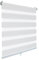 SBARTAR Doppelrollo schnurlos Klemmfix Rollos für Fenster ohne Bohren & zum Bohren, Weiß B60 x H120 cm, Drücken Und Ziehen Springrollos, Lichtdurchlässig Aber Blickdicht Mittelzugrollo