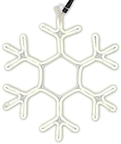 Nipach GmbH Neon - Schneeflocke 120 LED warm weiß Ø 40 cm Fensterbild Fensterlicht Fensterdeko Trafo Außendeko Weihnachtsdekoration Leuchtdeko Xmas