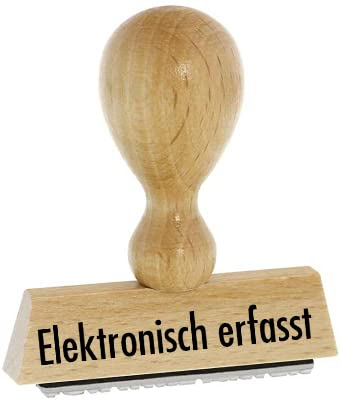 Lagerstempel/Lagertext – Elektronisch erfasst - von Die Stempel GmbH – Holzstempel zur Kennzeichnung von Rechnungen und anderen Dokumenten 4 cm lang