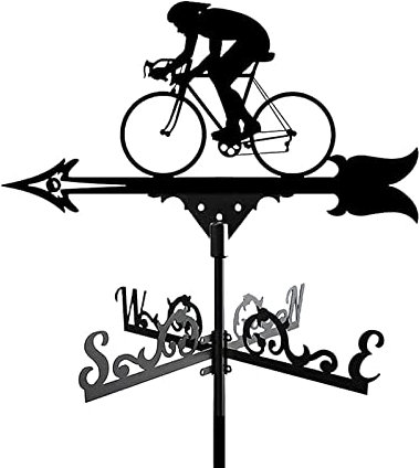 Vélo en métal girouette Lune girouette décoration girouette Vintage Noir girouette Creux indicateur de Direction du Vent pour extérieur Jardin Toit Paddock décoration