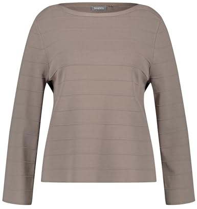 Samoon Damen Pullover mit Streifen-Struktur Langarm unifarben Nordic Taupe 48