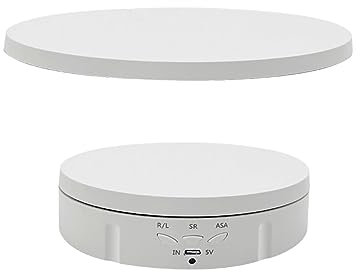 F Fityle Elektrischer Drehteller, 360-Grad-motorisierter Drehteller-Ausstellungsständer, automatisch drehbarer Plattform-Display-, Fotografie-Drehteller, Weiß