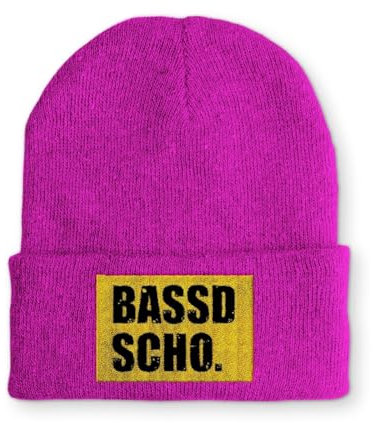 tshirtladen Beanie Mütze Bassd Scho. Statement Wintermütze, Farbe: Pink