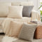 FDTERN 4er Set Boho Kissenbezug 30x30 Neutral Flauschig Kissenbezüge Kordsamt Kissenhülle Dekokissenbezug Sofakissen Dekokissen Deko für Sofa Schlafzimmer Wohnzimmer Grau Taupe Beige Farbverlauf