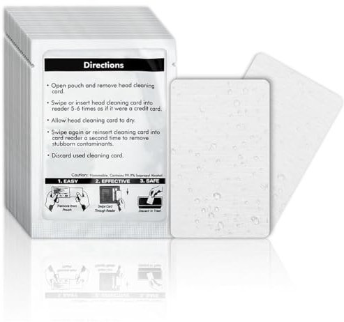 Kquepo Cartes de Nettoyage pour Lecteur de Cartes – Nettoyant pour Lecteur de Cartes de Crédit Double Face, Nettoyeur de Lecteur de Cartes CR80, Cartes de Nettoyage POS (25 Pièces) Installation Facile