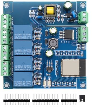 APKLVSR ESP 4-Kanal Relais Modul,220V/DC 5-30V Relais Modul mit ESP-32E WiFi Bluetooth Entwicklungsplatinen mit 1/O Port Für DIY-Programmierprojekte(LC-Relay-ESP-4R-A2)