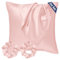 Seiwohl Satin Kissenbezug 40x40 2er Set, Weich wie Seidenkissenbezug Silk Pillowcase, Vegane Seide Kopfkissenbezug Kissenhülle Seidenkopfkissen für Haar und Haut mit 2 Haargummis, Korallen Rosa