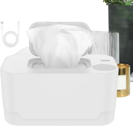 Baby Wipe Warmer Dispenser, Even-Heating Wet Wipes Warmer, Pink/White, Portable Diaper Heater, Space-Saving Storage Case, Gentle Comfort for Babies, Perfect for Home Living Room