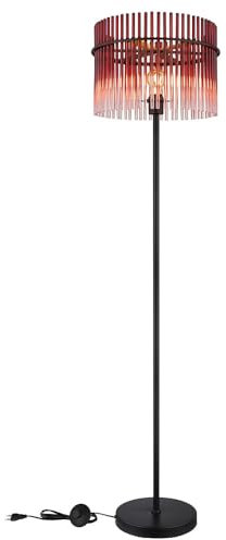 LED Stehlampe Retro Stehleuchte Glasstäbe brombeer rot Wohnzimmerlampe Schlafzimmerleuchte, 7W 806lm warmweiß, DxH 38 x 152 cm