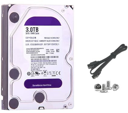 JXCHSWOU Disco rigido di sorveglianza da 3 TB SATA III 64 MB 3,5 HDD HD for di sicurezza, videoregistratore DVR NVR CCTV