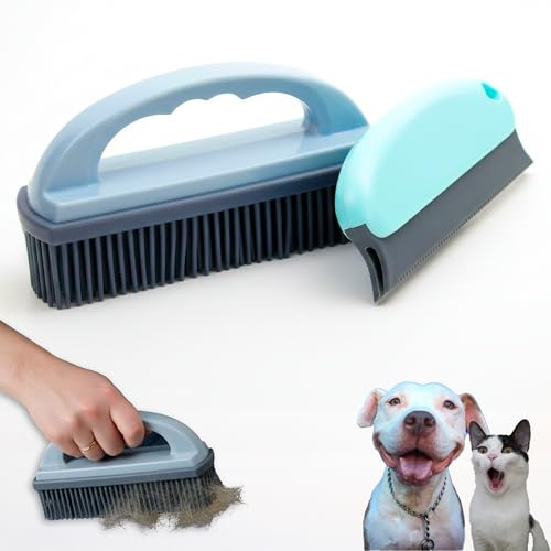 Cepillo Quitapelos Mascotas para Perros y Gatos, Ropa y Tapicería, Kit 2 en 1 Grande y Compacto, Quitapelusas de Goma Lavable sin Recambios, Sofá, Coche, Alfombras y Camas