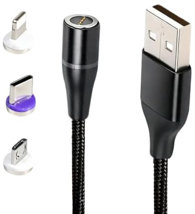 2 Stück 40W Ladekabel Magnetisch, USB C Magnet Ladekabel Schnellladung mit 3 Magnetsteckern (USB-C/Micro/Compatible avec i Phone), Magnetisches Ladekabels, Compatible avec Samsung （1M）