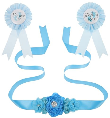iplusmile Umstandsschärpe Satz mit Chiffon Babyparty Schärpe und Papa Abzeichen Sanft und Auffällig Fotoaccessoire für Announcement