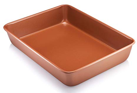 Gotham Steel Rectangular Nonstick Cake Pan, 9x13 Baking Pan for Brownie, Lasagna, Ceramic Non Toxic Coating, Oven Safe up to 500 Degrees, No Warp, Metal Utensil Safe, Dishwasher Safe