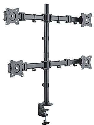 conecto CC50286 Schreibtischhalterung für 4 Monitore 33-69 cm (13-27 Zoll), neigbar -45° bis 45°, schwenkbar 180°, drehbar 360°, höhenverstellbar, Traglast max. 8,0kg, VESA 100x100, schwarz