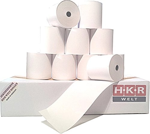 50 Thermorollen 57mm Rollenbreite x 50m Rollenlänge x 12mm Innenkern - Thermo Kassenrollen 57x50x12 - HKR-Welt® Bonrollen 57/50/12 aus 48g/m² Thermopapier - BPA (Bisphenol-A) frei