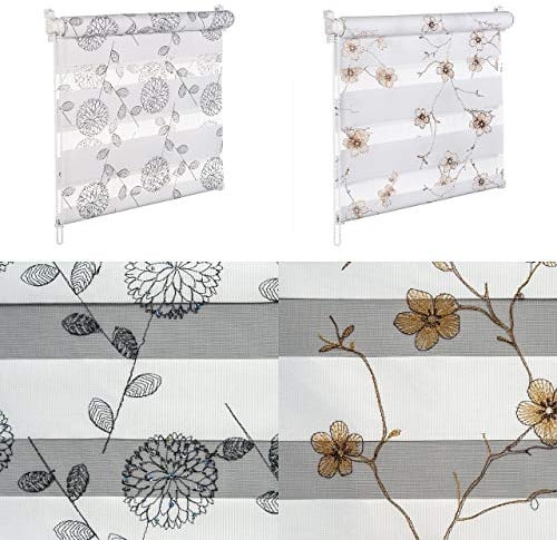 DOPPELROLLO MIT Pailetten UND GLANZFASER Kupfer BRAUN Weiss SCHWARZ Blumenmuster (Blumen Kupfer Glanzfaser, 70x200 cm)