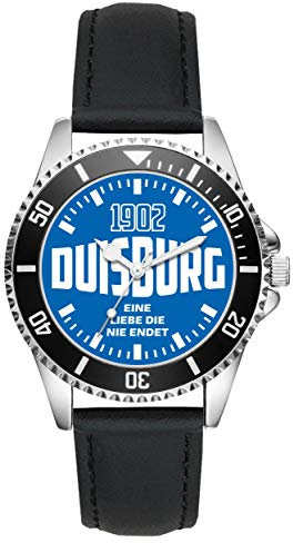 KIESENBERG Herrenuhr Armbanduhr Duisburg Geschenk Fußball Sport Fan Artikel Analog Quartz Lederarmband Uhr L-6089