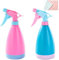 wordmo 2 Piezas Niebla Botellas de Spray de 500 ml de Gran tamaño Botellas vacías de plástico Atomizador de Color Caramelo con los Modos de neblina y Corriente paño de Limpieza Extra (Azul + Rosa)