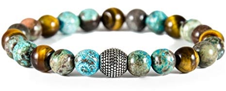 David Galvani | Herren Männer Armband Perlenarmband Chakra Schwarz Lavastein Kugeln Edelstahl Perlen Armreif Armkette onyx holz power balance gold perlen achat energy mann (19)