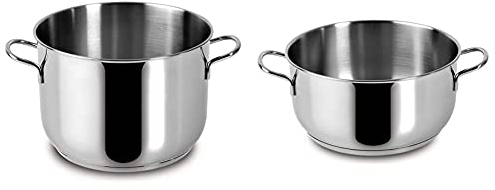 Lagostina 010715020422 Every Pentola, Acciaio Inox, Diametro 22 Cm, 4,5 Litri, Altezza 16 Cm & Casseruola Fonda 2 Manici Every Inox Cm18 Pentole Cucina, Acciaio Inossidabile, Argento, 18 Cm