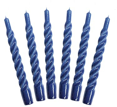 Candles with a Twist, Spiralkerzen, Dunkelblau gedrehte, Bunte Kerzen, beschichtete, parfümfreie Kerzen, 6 Stück