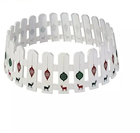 ADEPTNA Premium Large Christmas Rattan Tree Skirt Basket Stand Pine Stand Plastic Faux Round Rattan Cover Wicker Basket for Xmas Tree - Hides Your Unsightly Bucket Or Stand (PICKET FENCE SKIRT)