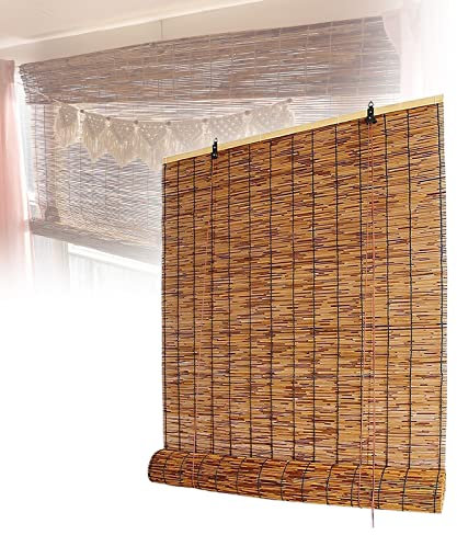 SYTH Retro Estor Bambú Enrollables, Natural Enrollable Toldo Transpirable, Transparente Vertical Enrollable Parasol, Adecuado para Interior/Exterior/balcón/Cubierta, Tamaños Personalizable