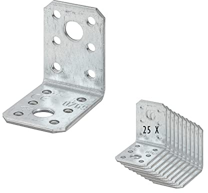 25 x siwitec Winkelverbinder aus sendzimirverzinktem Stahl, 50 x 50 x 35 mm, witterungsbeständige Holzverbinder, Stahlwinkel, Eckwinkel, 90 Grad Winkel, Bauwinkel