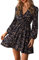 Cupshe Robe trapèze portefeuille, à col en V, surplis et manches longues, décontractée et courte, motif floral, pour femmes, Multicolore, L