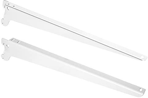 PRIOstahl Regalträger für Wandschienen Regalhalterungen Regalwinkel Regalsystem Regalhalterung - 1 Trägerpaar (2 Stück) 280 mm Farbe: Weiß für Schienen Regalboden Regal Wand Massiv aus Stahl