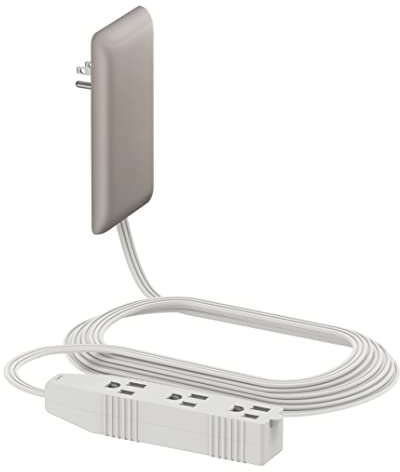 LIDER Flat-Face Outlet Extender with 3 Receptacles, Ultra-Thin Wall Plate Plug with Cord Extender and 3-Outlet Power Strip, 8ft Cord, LWE8-315-NK,ETL-Listed, Nickel