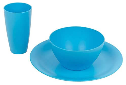 URBN-CHEF 12/24x Unbreakable Reusable Coloured Plastic Soup Cereal Bowls Cutlery Tableware (Blue, 12 Piece)