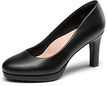 DREAM PAIRS Damen Pumps Anzugschuhe Klassische High Heels für Damen mit Plateau für Business und Arbeit SDPU2365W-E SCHWARZ-PU Größe 40 (EUR)