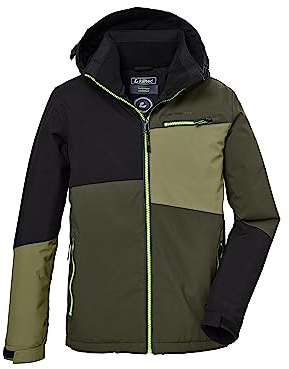 killtec Jungen Funktionsjacke mit Kapuze und Schneefang/Outdoorjacke ist wasserdicht KOW 161 BYS JCKT, dunkeloliv, 128, 40917-000
