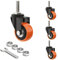 4 Stück 40 mm Möbelrollen klein ohne Möbel Bremse, Rollen für Möbel, Schwerlastrollen mit 180 kg Leisten, 40mm Vorbaurollen, Lenkrollen 360-Grad-Rotation (Orange, M8)