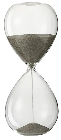 J-Line Sablier Déco, sablier décoratif en Verre, avec du Sable Gris, Parfait pour la méditation et Le Yoga, décoration Moderne pour Le Salon et Le Bureau, Hauteur 23 cm, Grand modèle