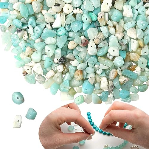 XianNVXI Amazonit 400pcs Perlen zum Auffädeln Kristalle Kristall Steine für Armbänder Ketten Ohrringe Schmuck Machen Crafting Natürlichen Unregelmäßige Gebohrt DIY Edelsteine 5-8mm