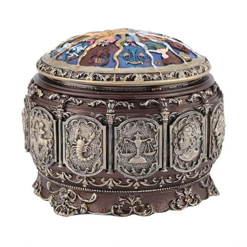 VIFERR Spieluhr, Vintage Spieluhr mit 12 Sternbildern und Rotierende Göttin, Funkelndes LED-Licht, Geschenk für Geburtstag, Weihnachten, Valentinstag (Löwe)