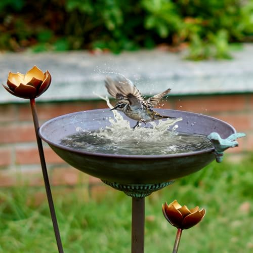 HOUYANG Abreuvoir d'oiseaux en Fonte pour extérieur, décoration Vintage en métal, 29 x 82 cm (l x H)