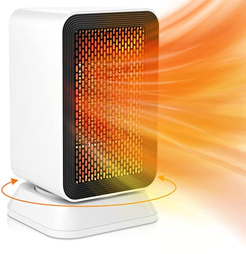 Bombble Portable Fan Heater, Electric Radiator 3 Energy Saving Modes/Rotation Function/PTC Ceramic/Timer/Overheating Protection, Electric Heater for Office, Camping, Bathroom